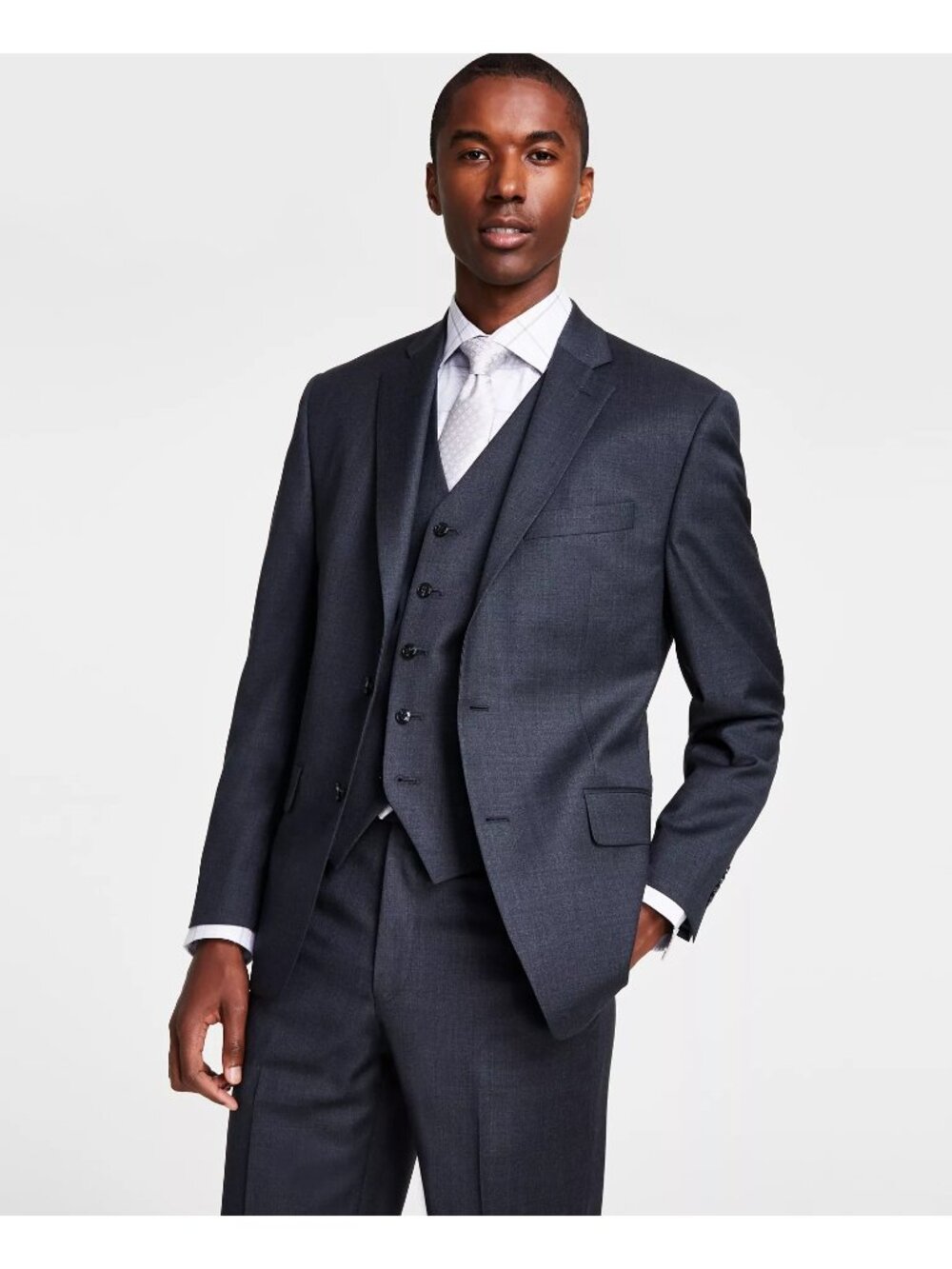 Michael Kors Mens Classic-Fit Wool-Blend Stretch Suit Jacket Grey Size 40S NWT